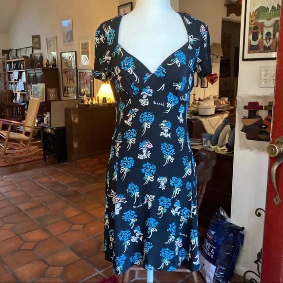 Vtg 90s Anna Sui Small Berard Faces Dress S 2 4 6 - Picture 9 of 15